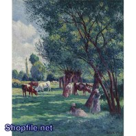 Tranh nước ngoài những chú ngựa ăn cỏ